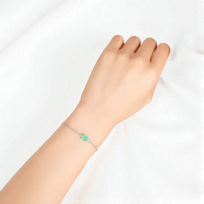 Tourmaline Square Beads Chain Bracelet