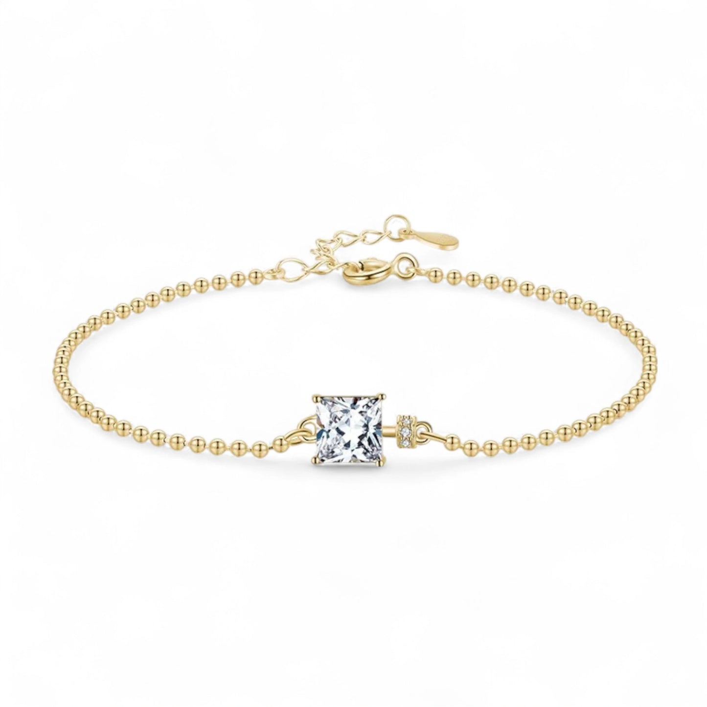 Tourmaline Square Beads Chain Bracelet