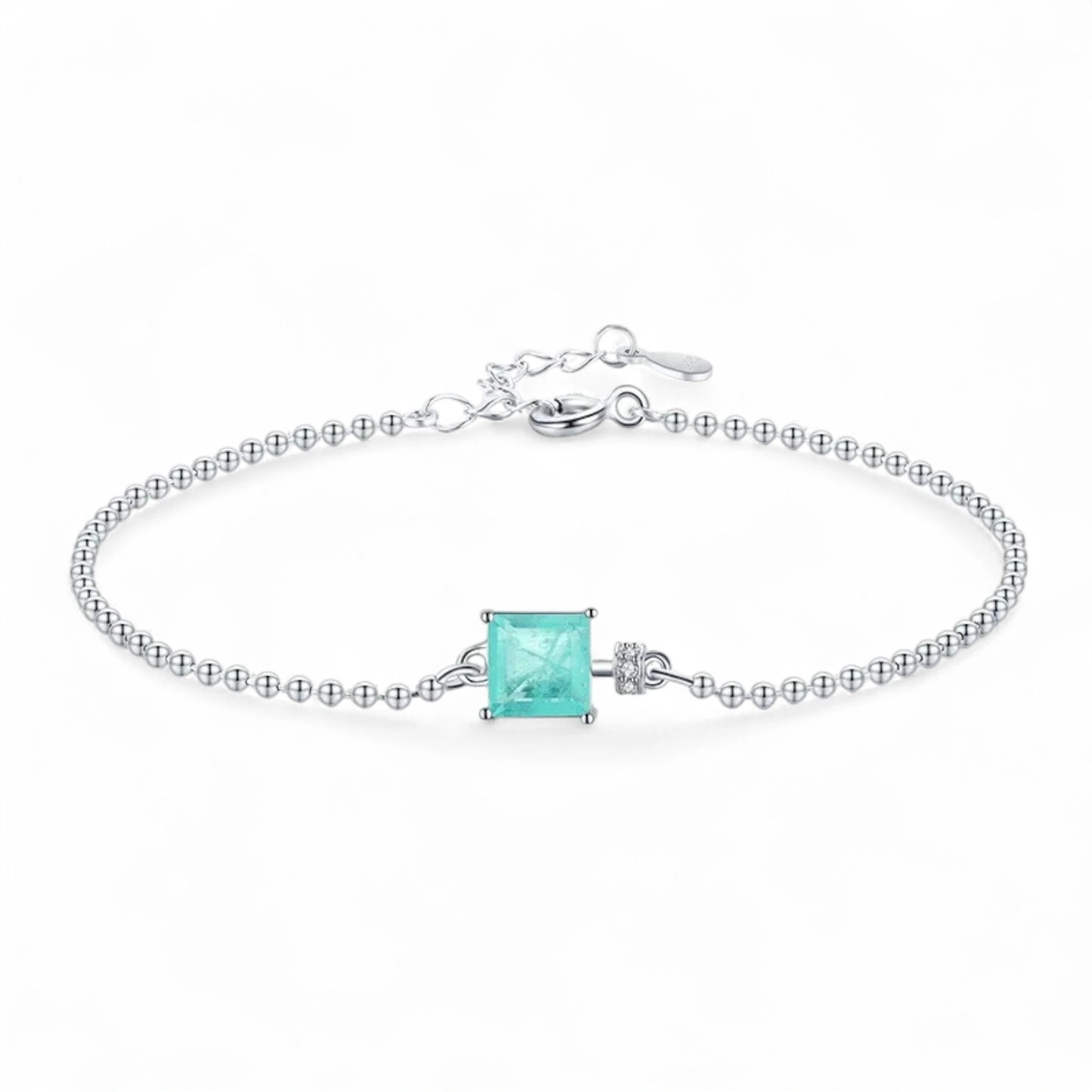 Tourmaline Square Beads Chain Bracelet