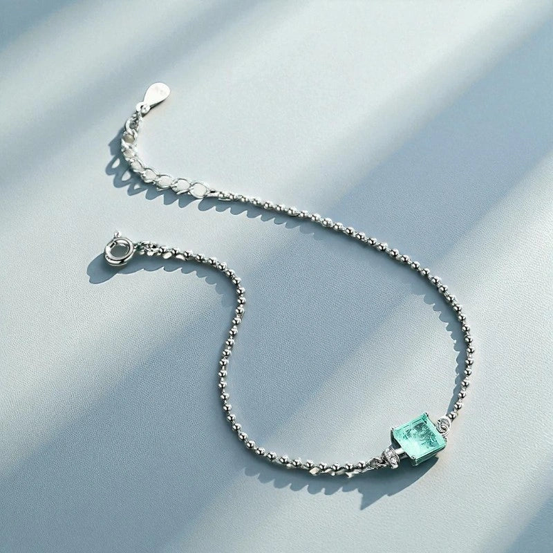 Tourmaline Square Beads Chain Bracelet