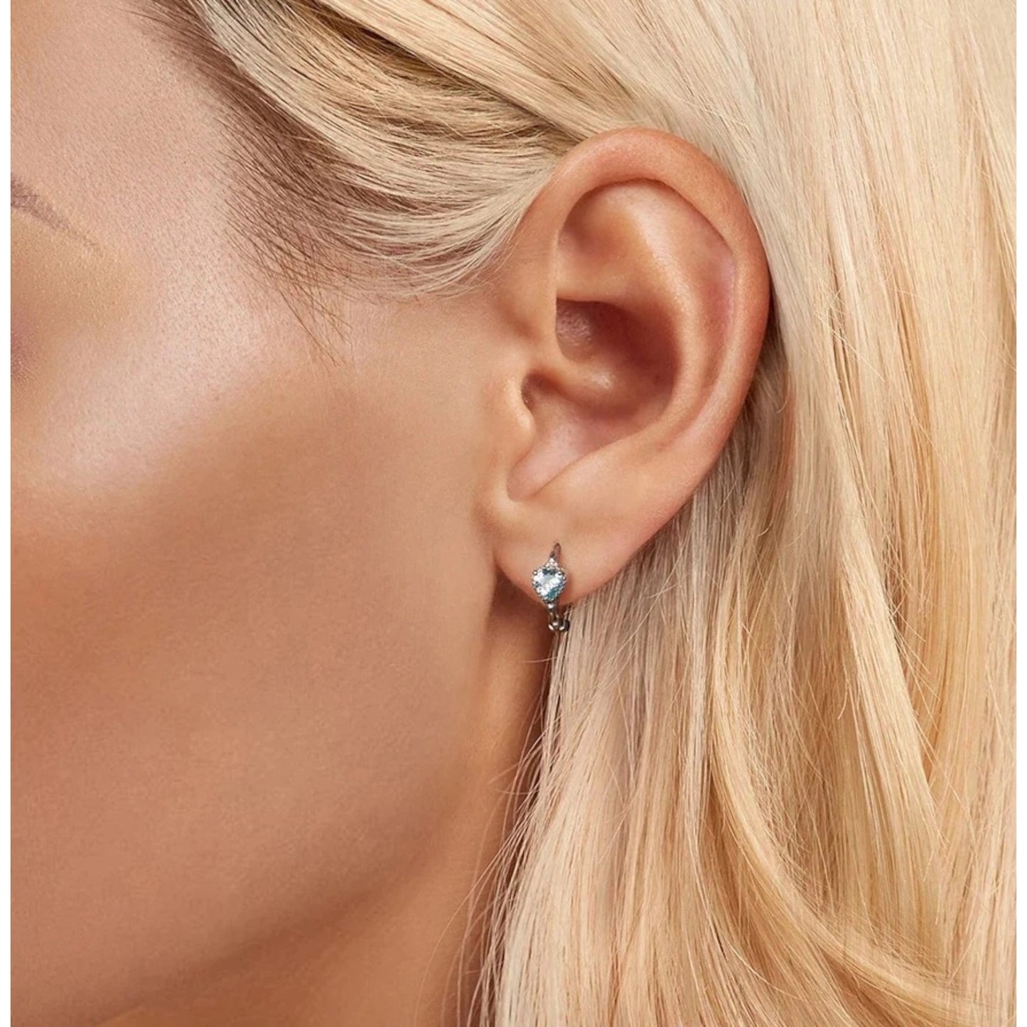 Aquamarine Chain Hoop Earrings