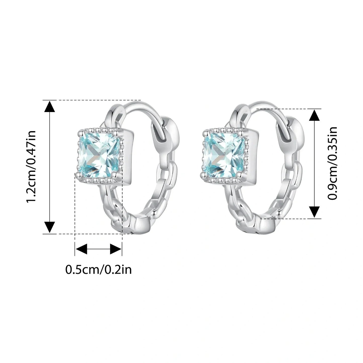 Aquamarine Chain Hoop Earrings