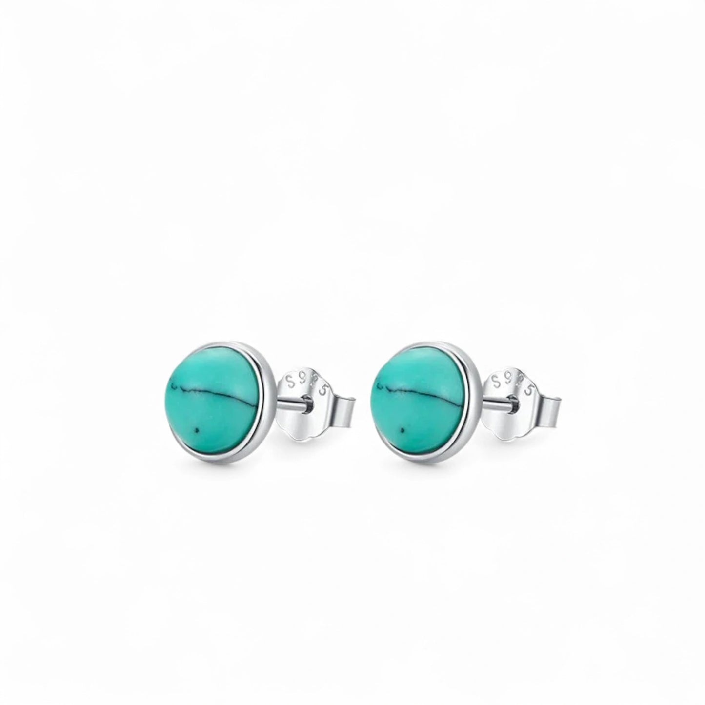 Round Turquoise Stud Earrings
