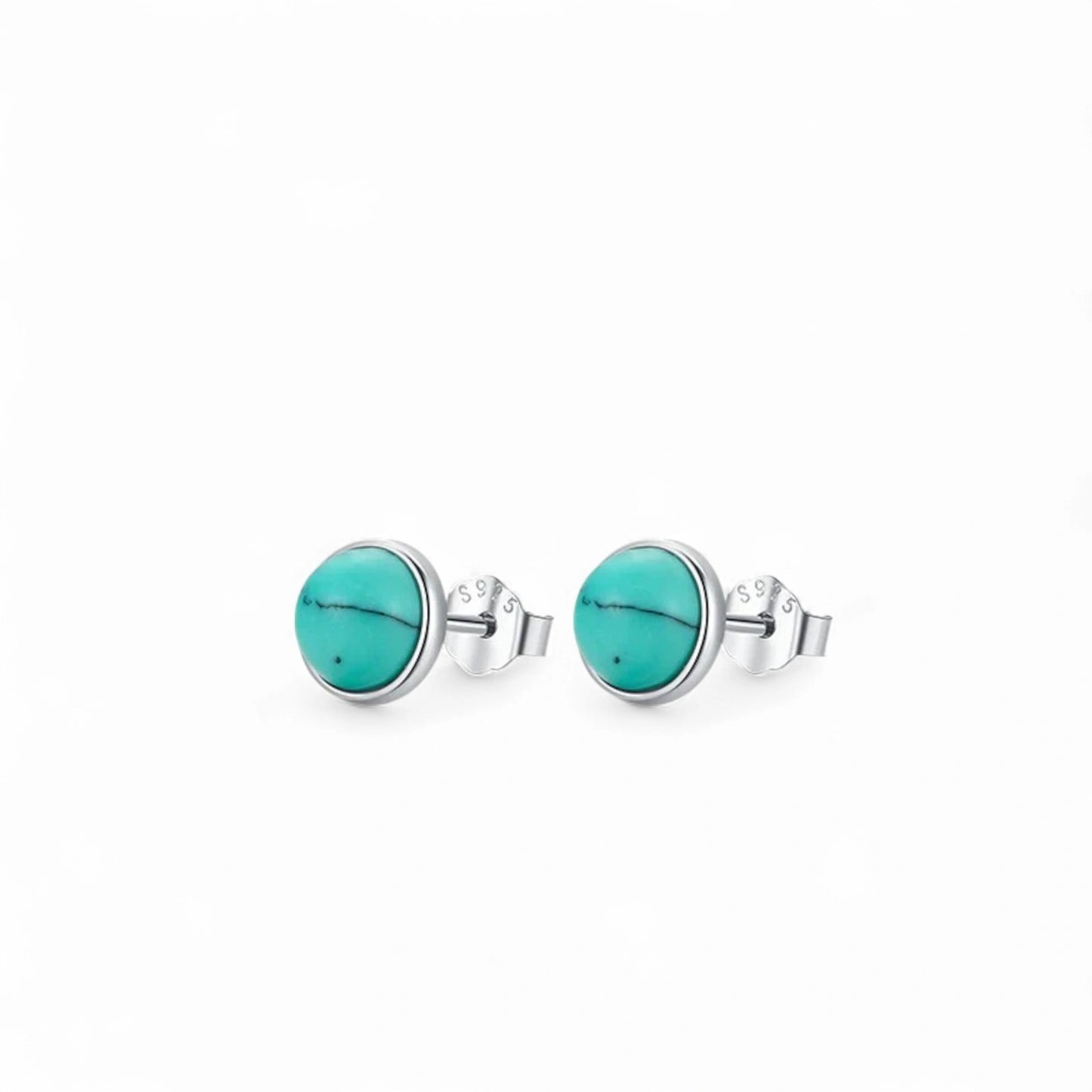 Round Turquoise Stud Earrings
