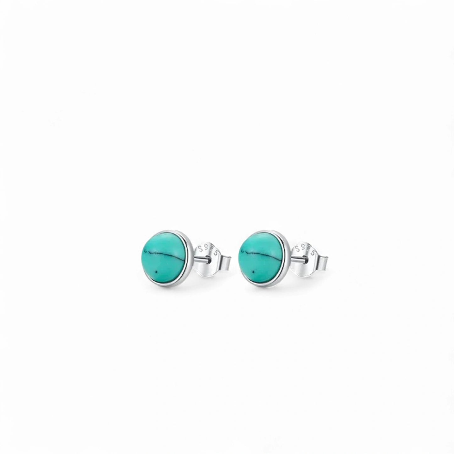 Round Turquoise Stud Earrings