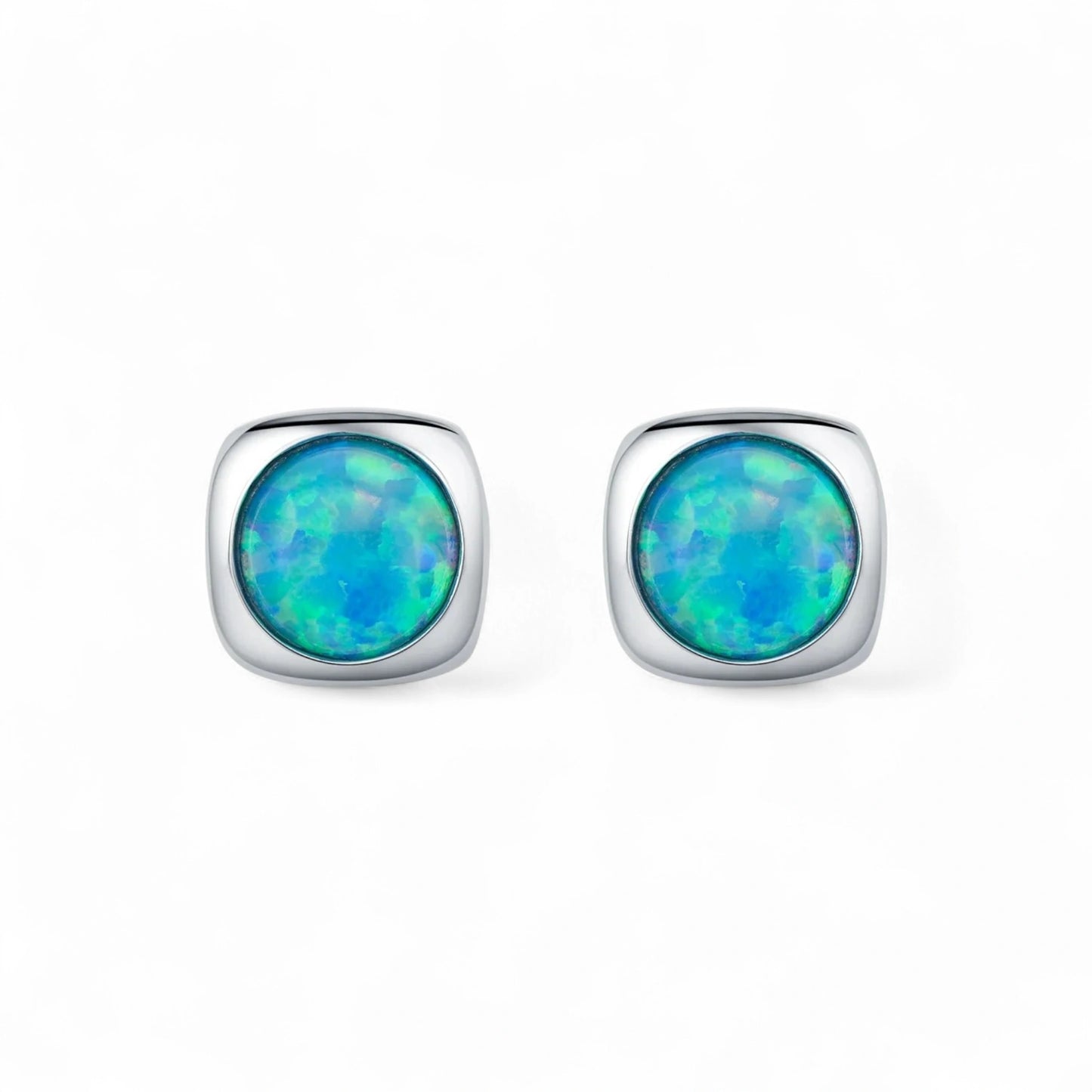 Blue Opal Stud Earrings