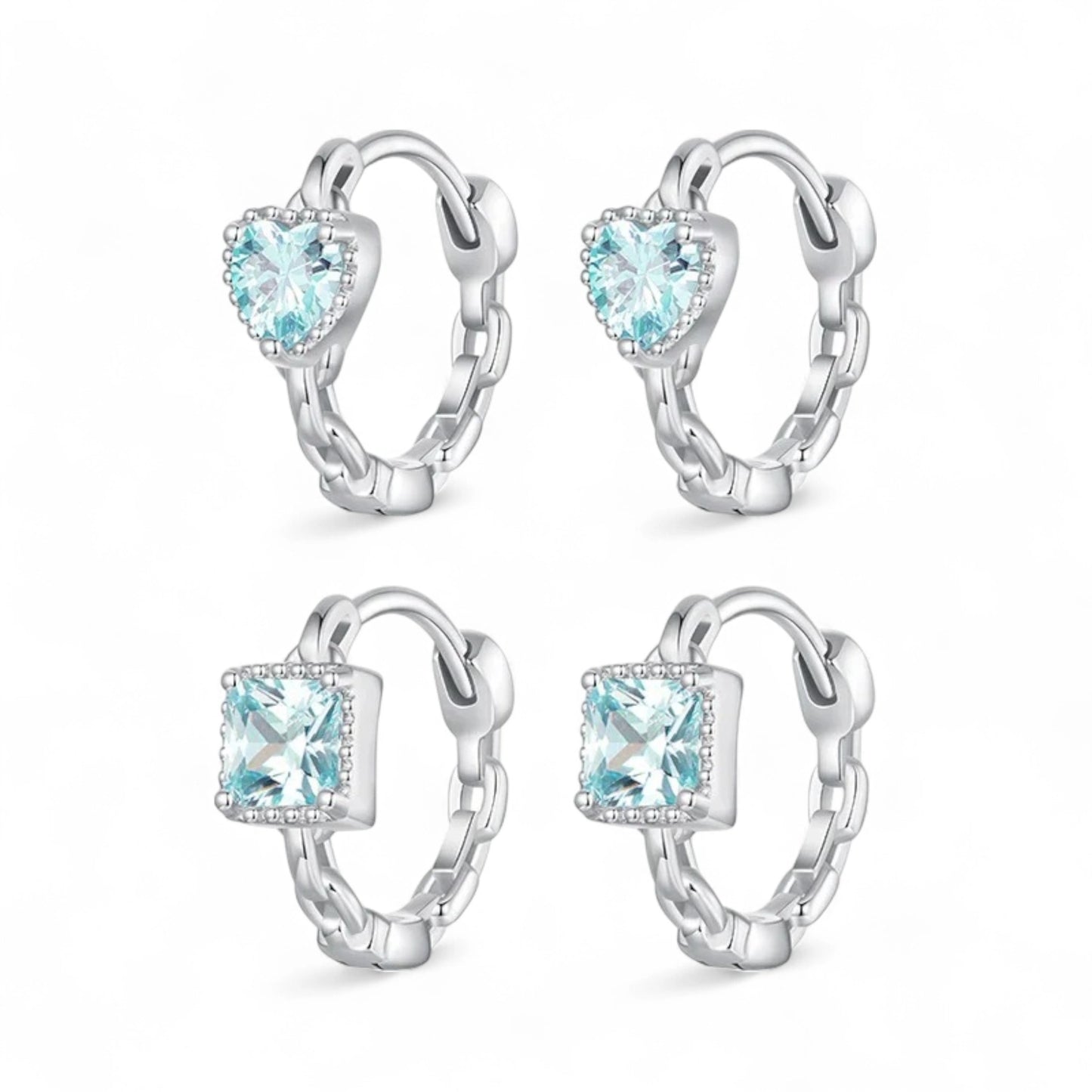 Aquamarine Chain Hoop Earrings