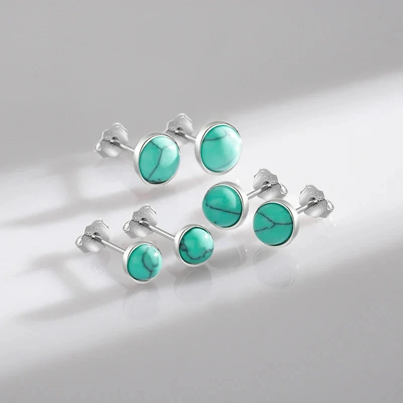 Round Turquoise Stud Earrings