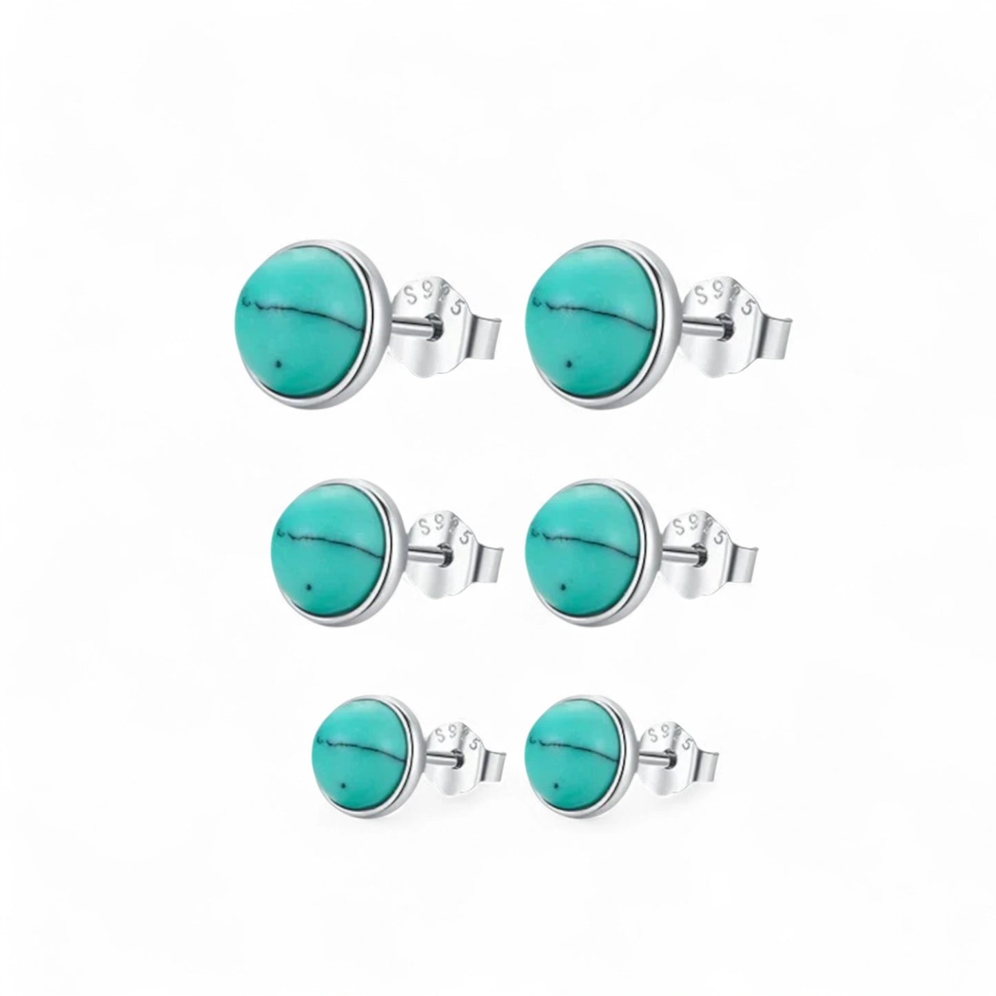 Round Turquoise Stud Earrings