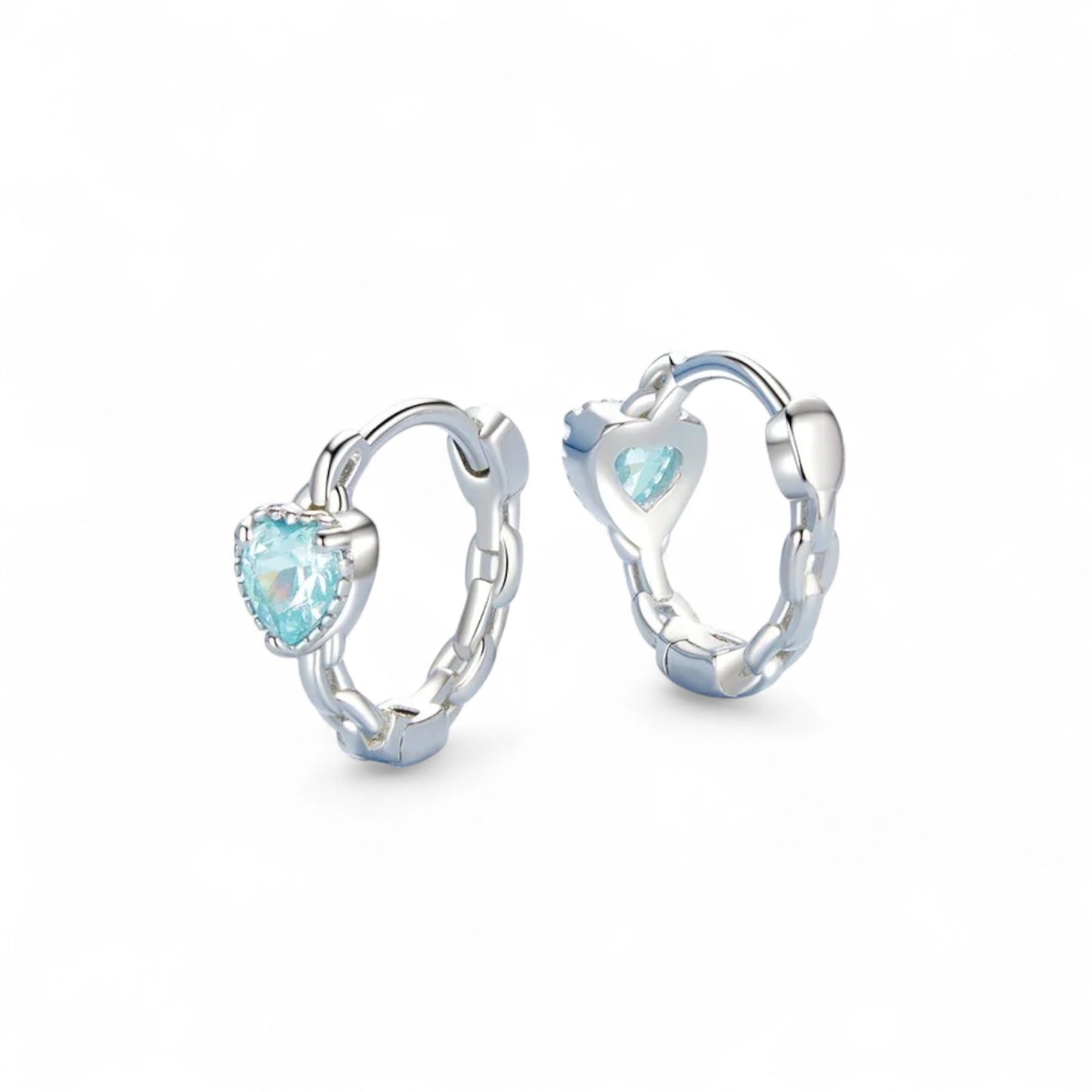Aquamarine Chain Hoop Earrings