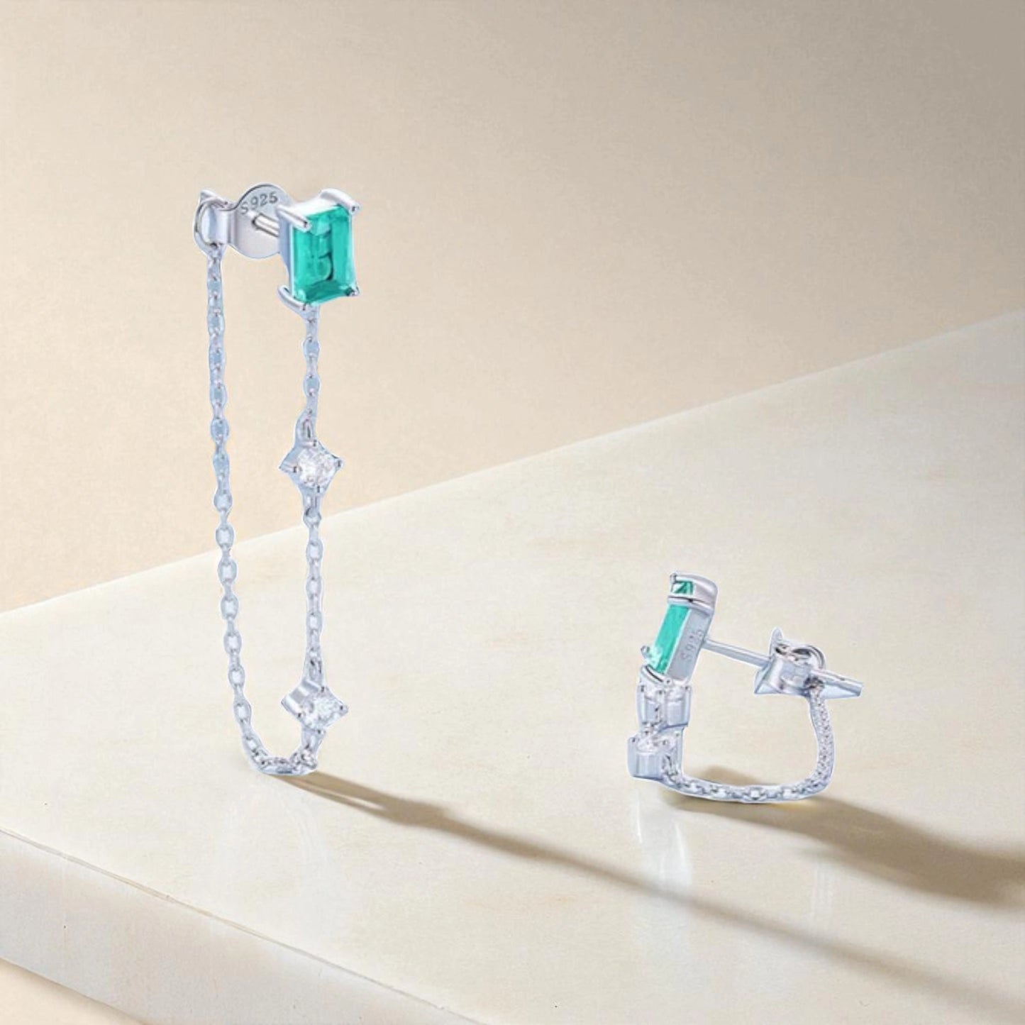 Turquoise Chain Stud Earrings