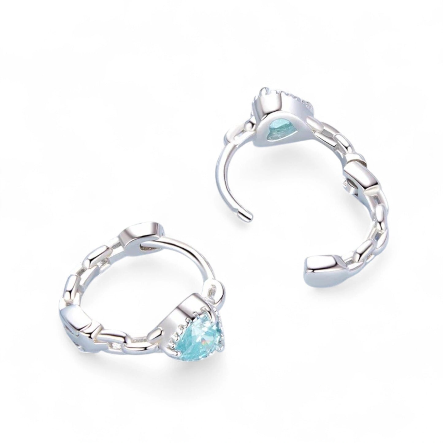 Aquamarine Chain Hoop Earrings