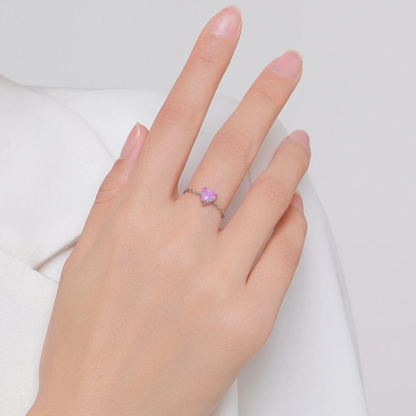 Dainty Opal Adjustable Chain Ring