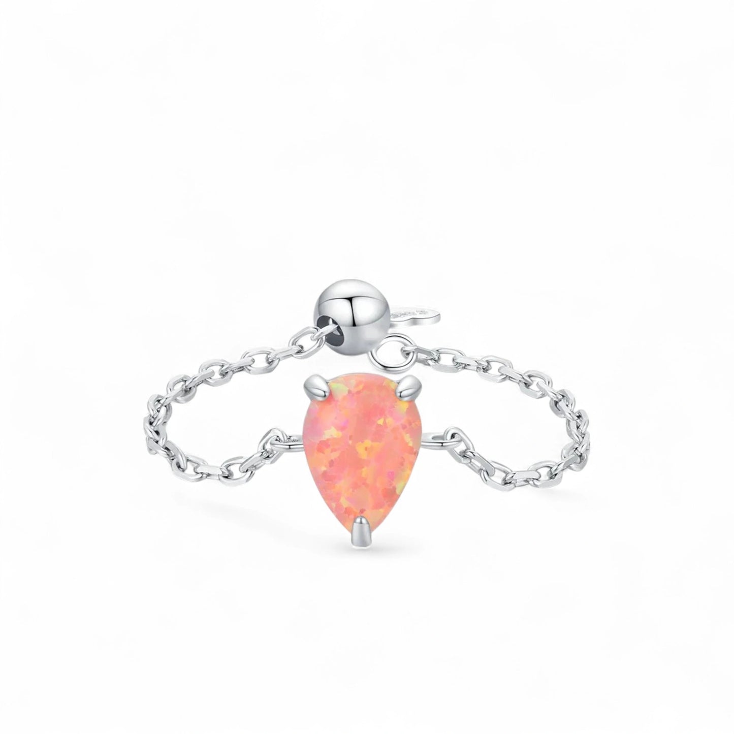 Dainty Opal Adjustable Chain Ring