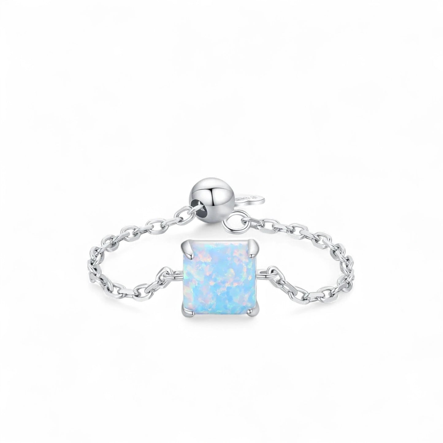Dainty Opal Adjustable Chain Ring