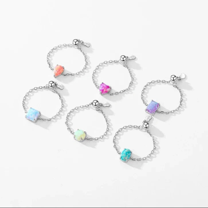 Dainty Opal Adjustable Chain Ring