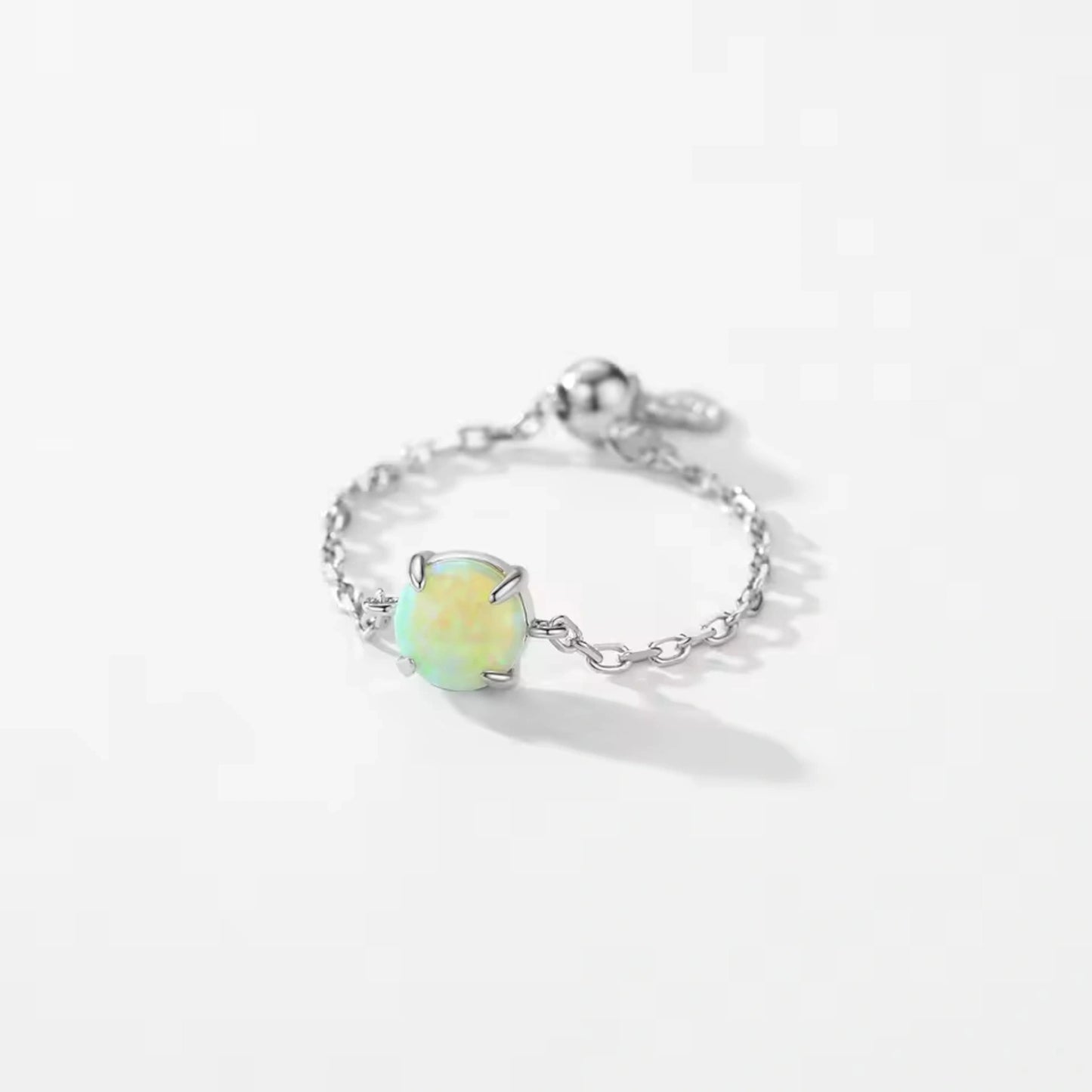 Dainty Opal Adjustable Chain Ring