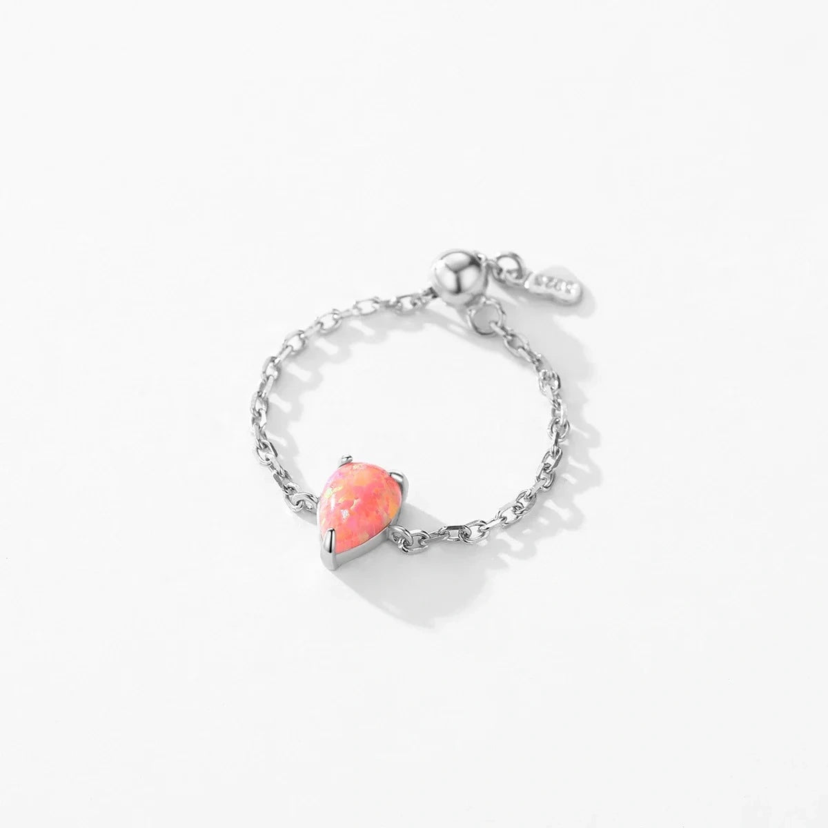 Dainty Opal Adjustable Chain Ring