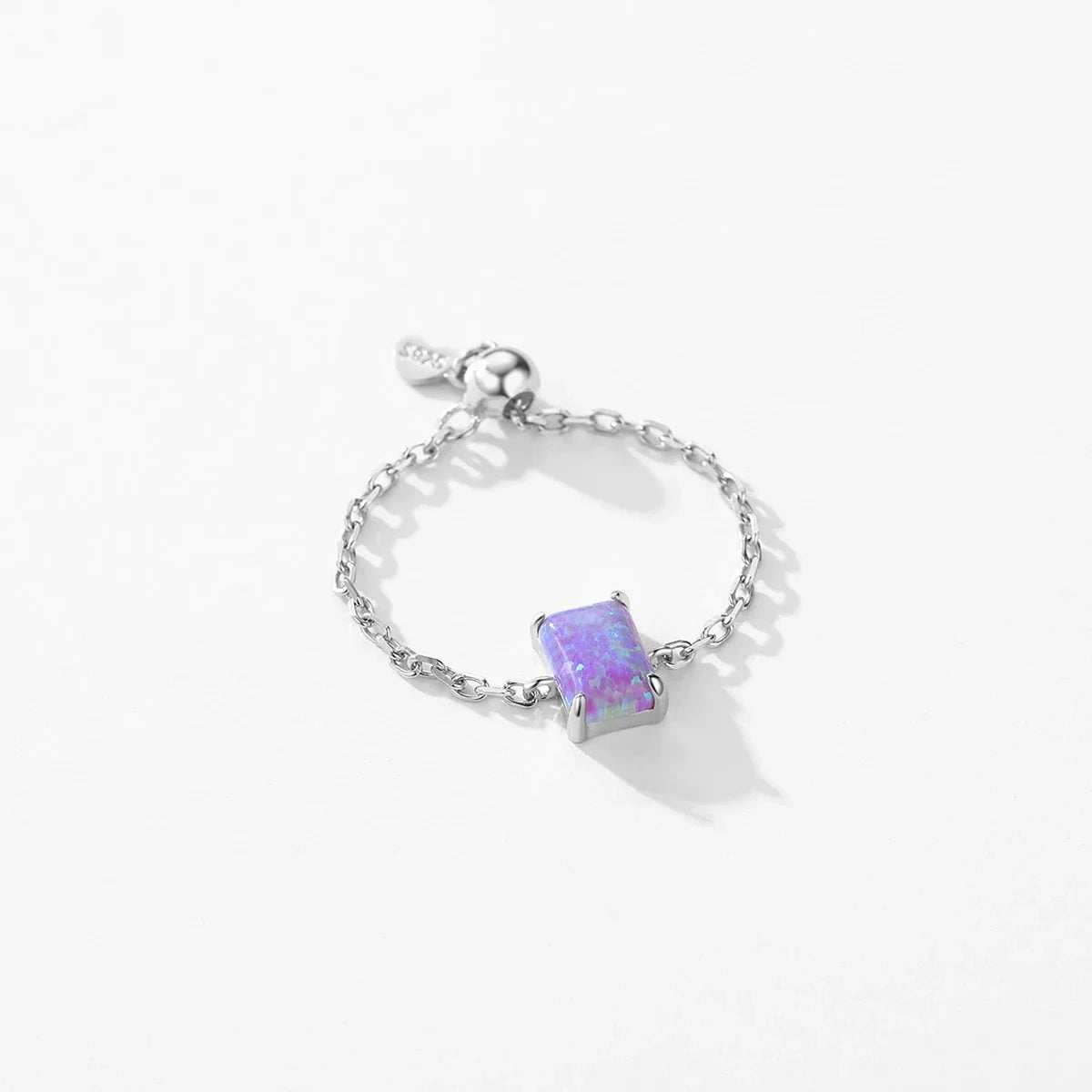 Dainty Opal Adjustable Chain Ring