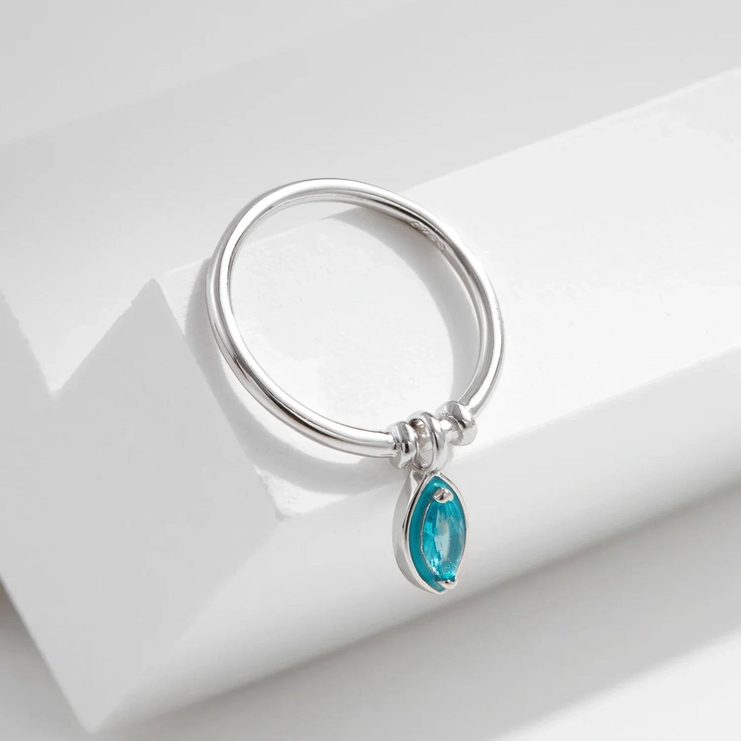 Blue Marquise Dangle Ring