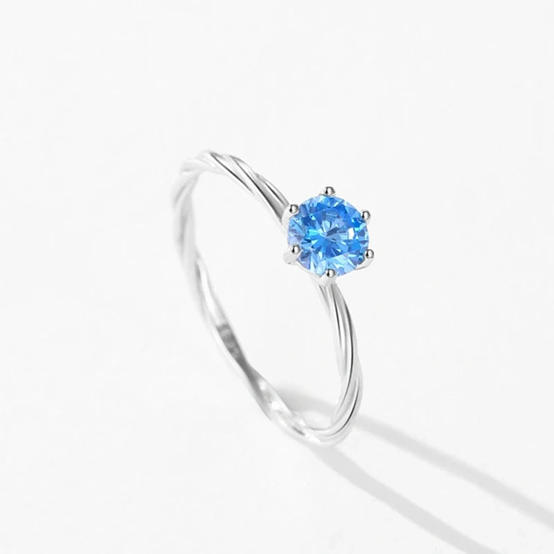 Blue Twist Solitaire Ring