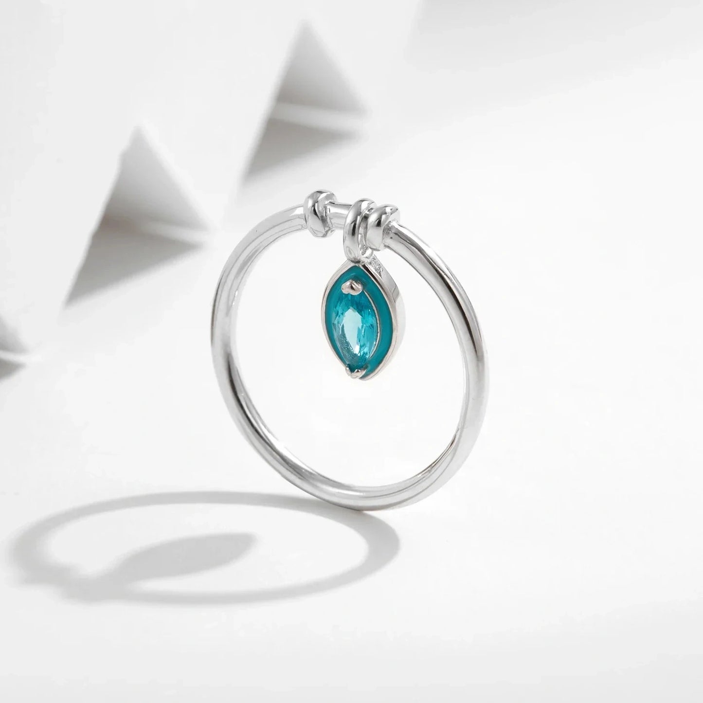 Blue Marquise Dangle Ring