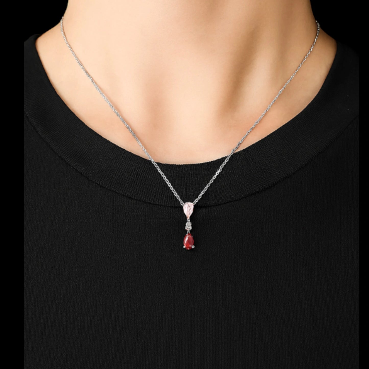 Dual Stone Teardrop Jewellery Set