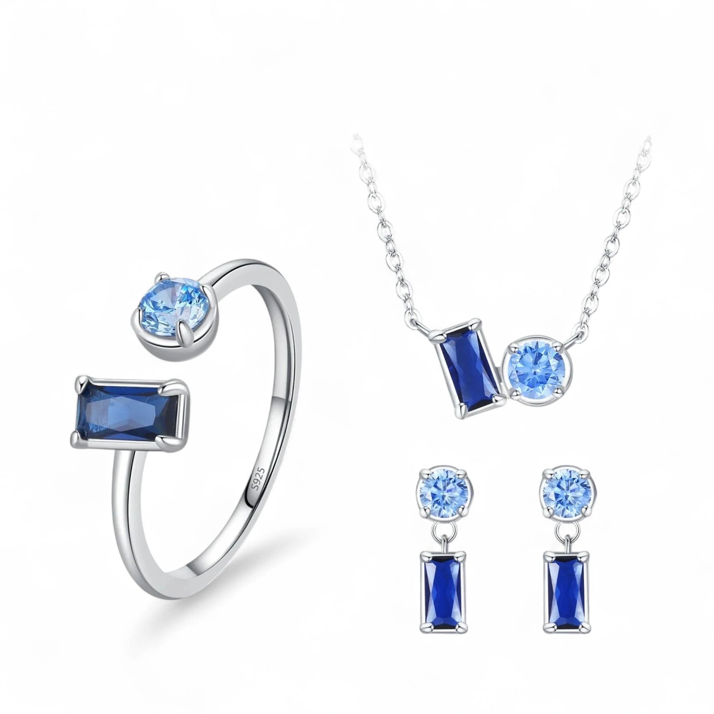 Blue Dual Stone Jewellery Set
