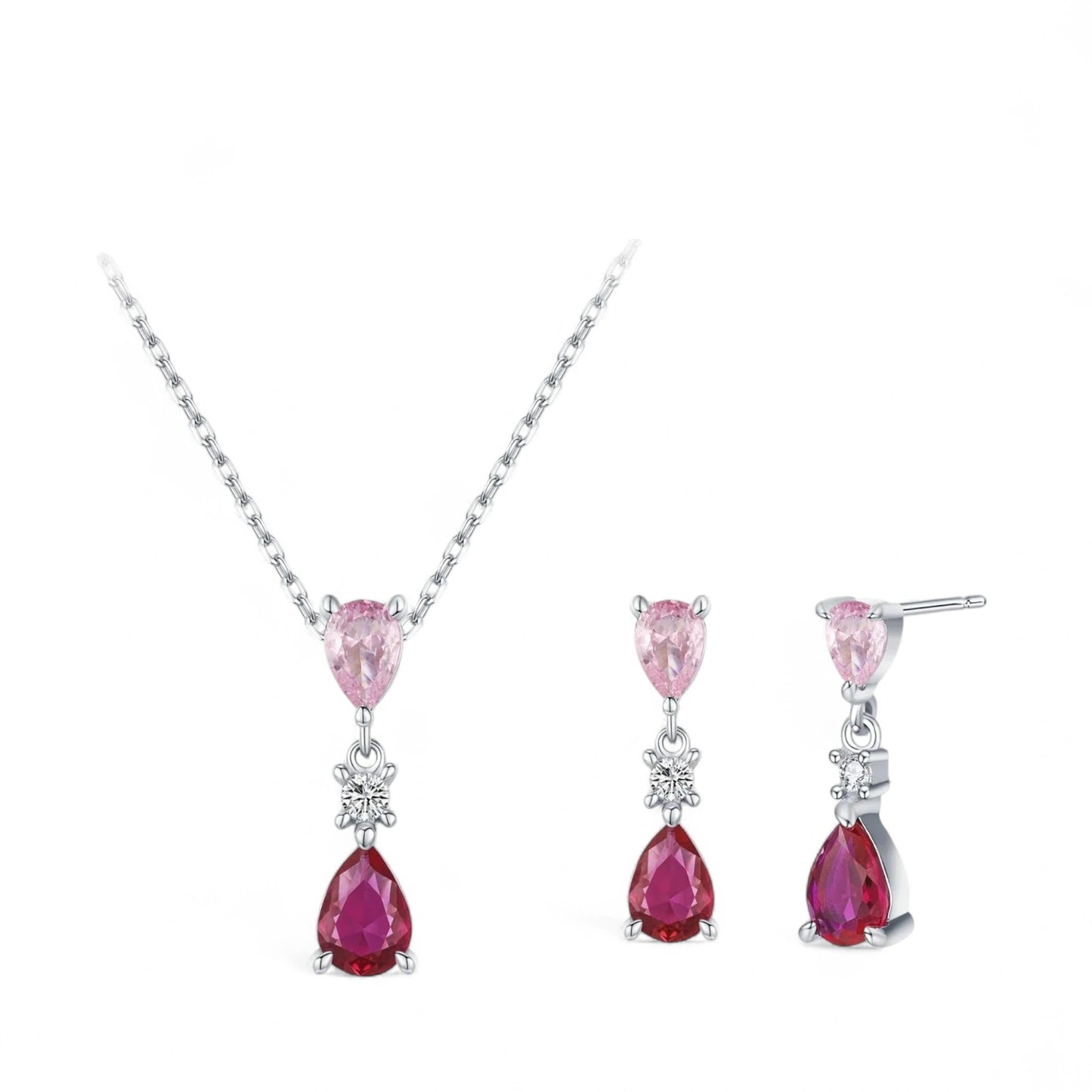 Dual Stone Teardrop Jewellery Set