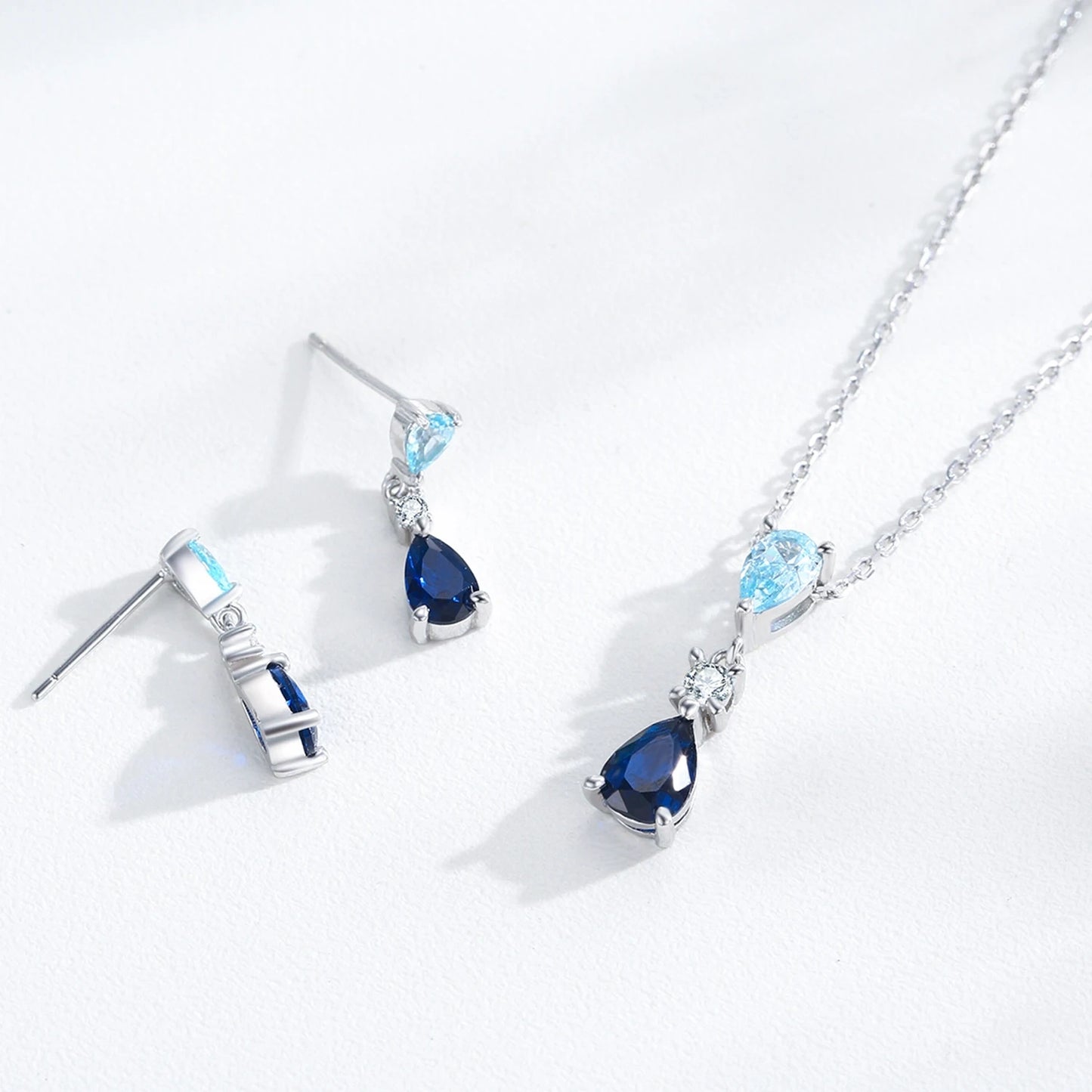Dual Stone Teardrop Jewellery Set