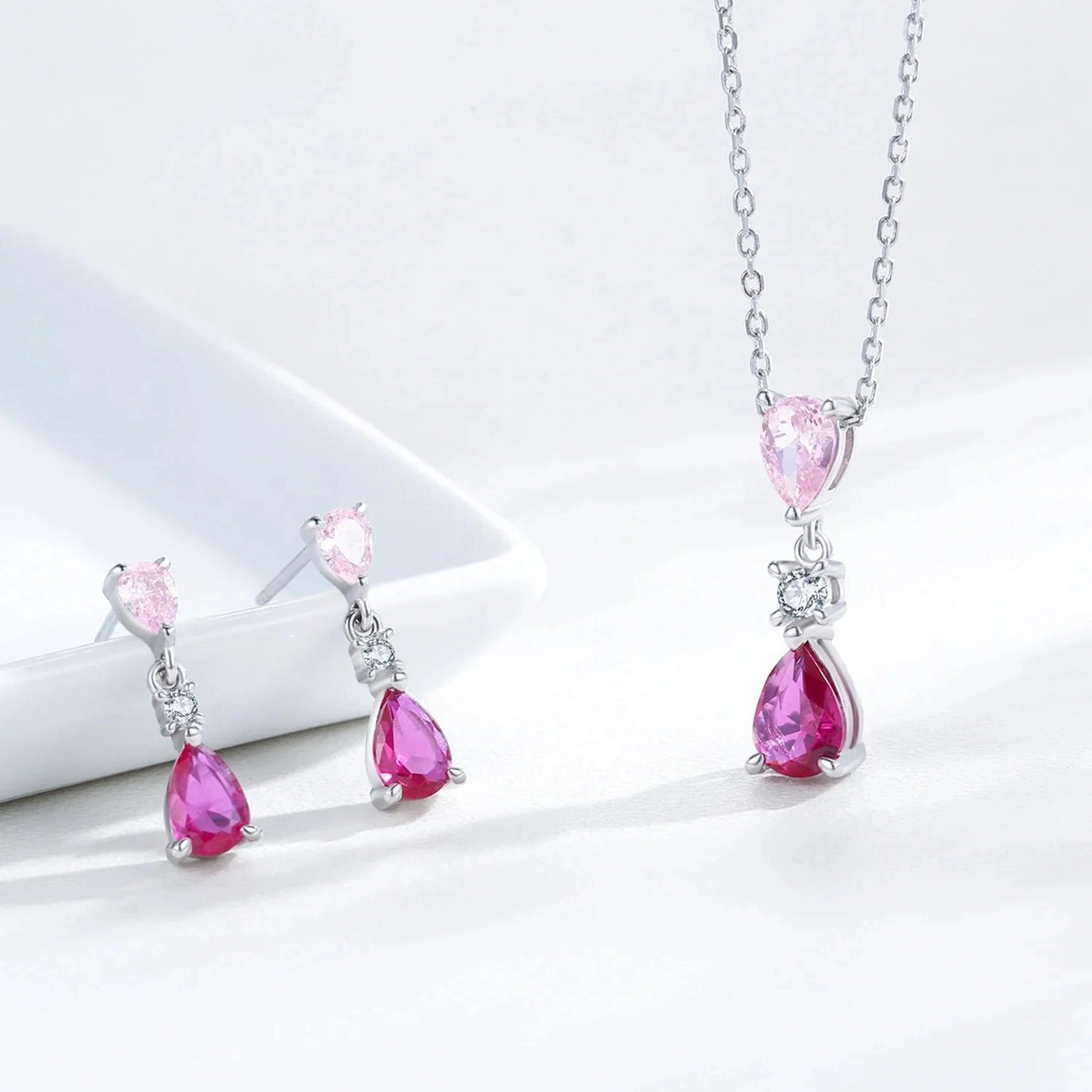 Dual Stone Teardrop Jewellery Set