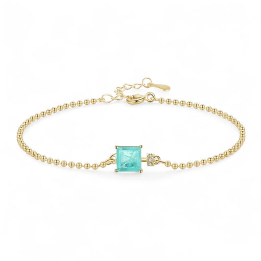 Tourmaline Square Beads Chain Bracelet