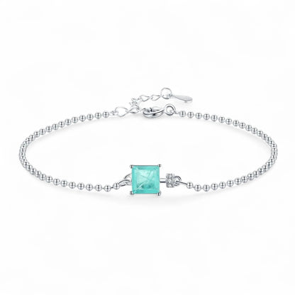 Tourmaline Square Beads Chain Bracelet