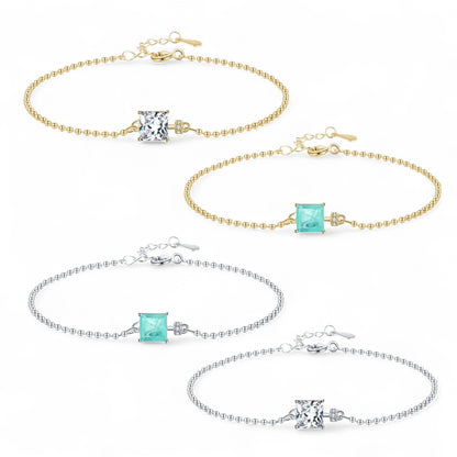 Tourmaline Square Beads Chain Bracelet
