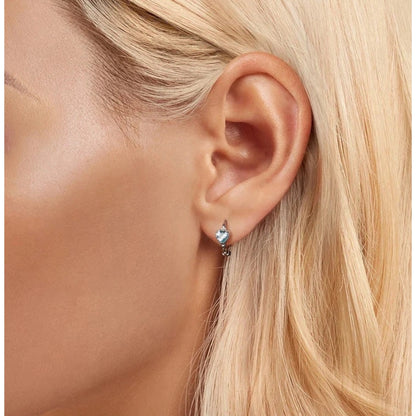 Aquamarine Chain Hoop Earrings