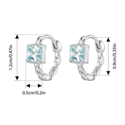 Aquamarine Chain Hoop Earrings