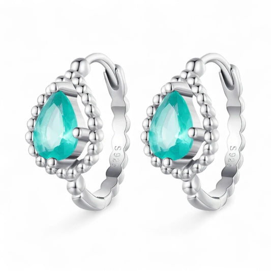 Turquoise Dewdrop Hoop Earrings