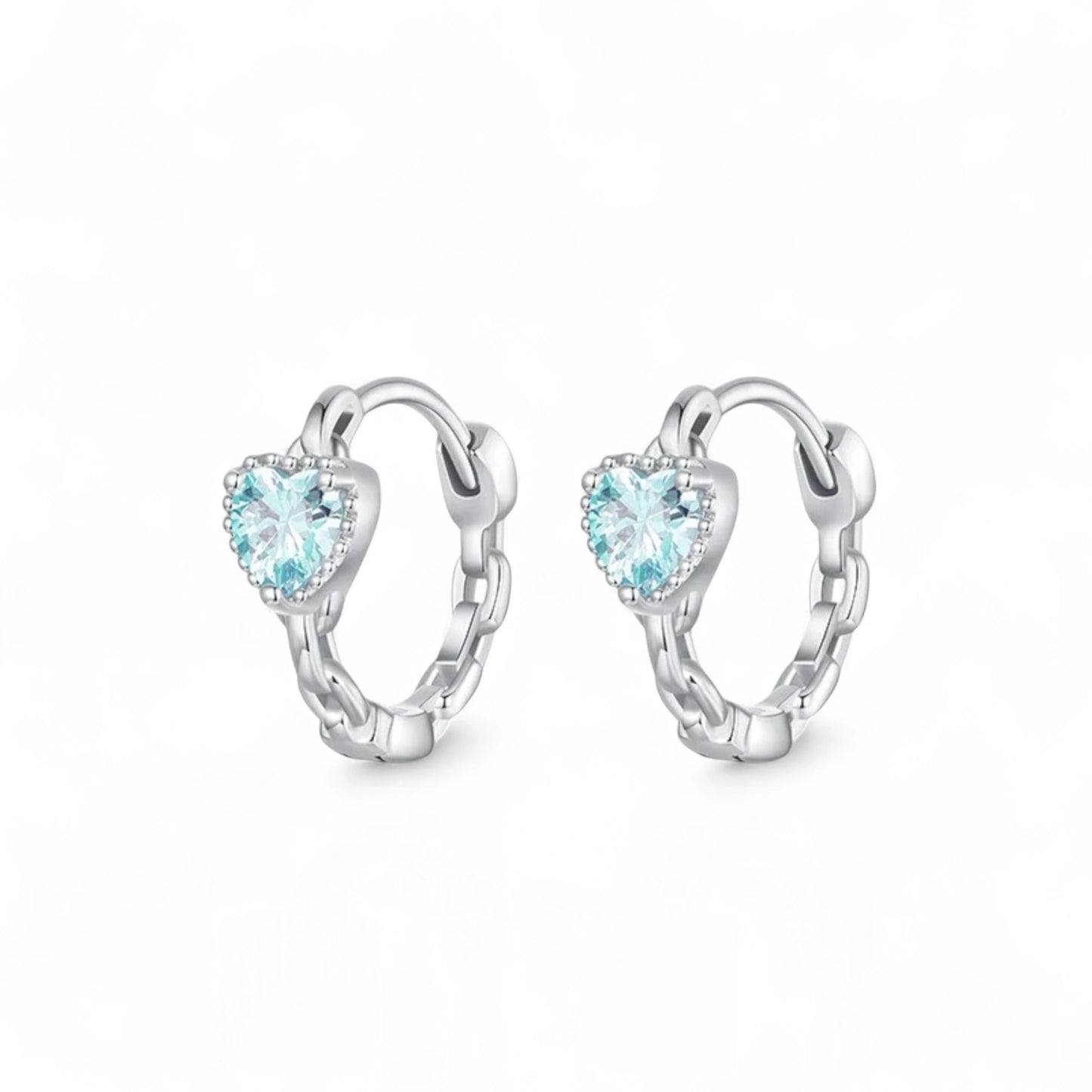 Aquamarine Chain Hoop Earrings