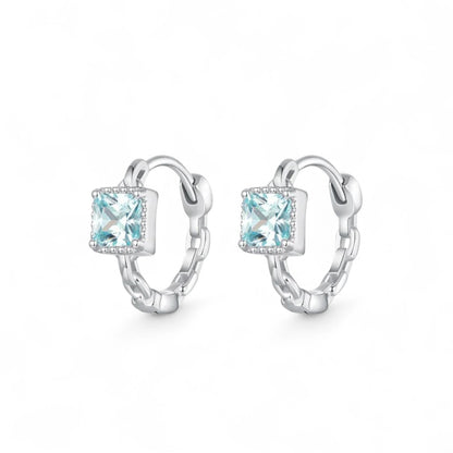 Aquamarine Chain Hoop Earrings