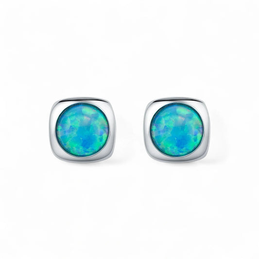 Blue Opal Stud Earrings