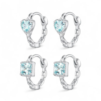 Aquamarine Chain Hoop Earrings