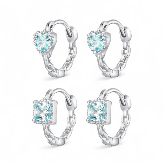 Aquamarine Chain Hoop Earrings