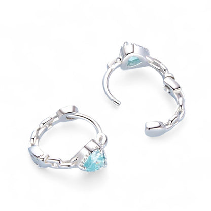 Aquamarine Chain Hoop Earrings