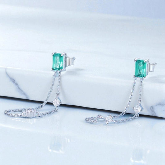 Turquoise Chain Stud Earrings