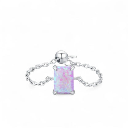 Dainty Opal Adjustable Chain Ring