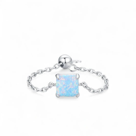 Dainty Opal Adjustable Chain Ring