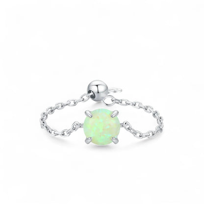 Dainty Opal Adjustable Chain Ring