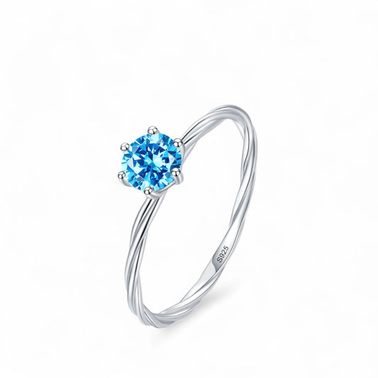 Blue Twist Solitaire Ring