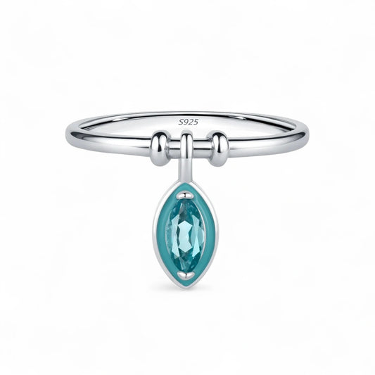 Blue Marquise Dangle Ring