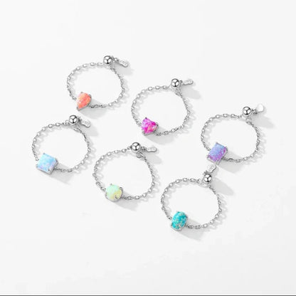 Dainty Opal Adjustable Chain Ring